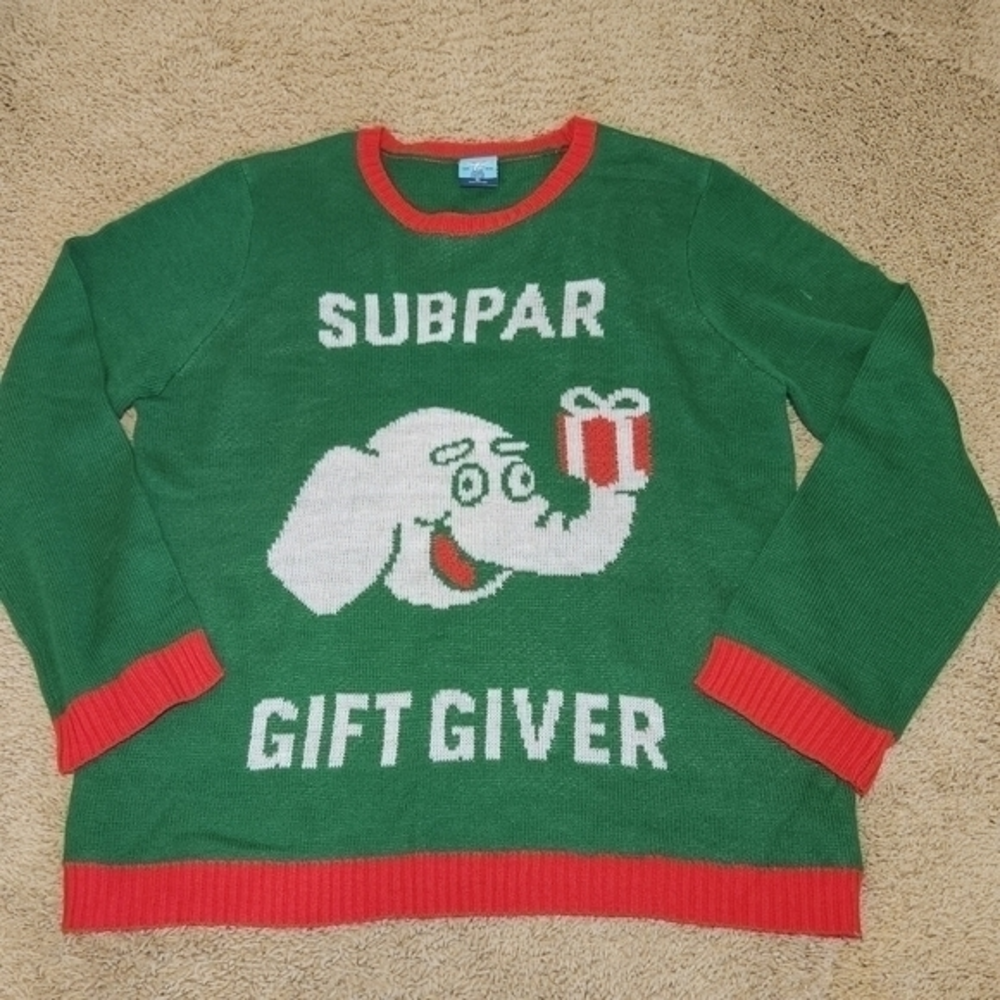 Subpar‎ Gift Giver Elephant Ugly Christmas Sweater XL